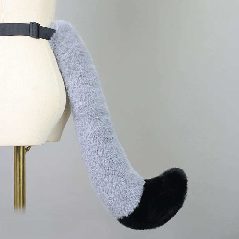 Halloween Furry Bow Animal Ears Headband and Tail - Gray & Black Fox Tail - One Size - image 53