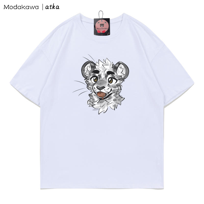 MODAKAWA X atka Cheeky Tiger Face Graphic T-shirt - White - 5XL - image 4