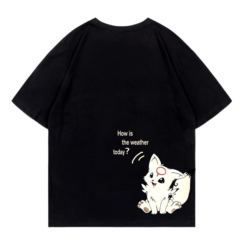 Fox Letter Print 100% Cotton Modakawa T-shirt - image 3