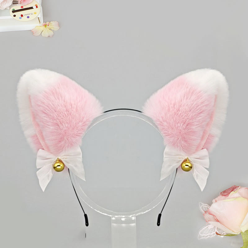 Halloween Furry Bow Animal Ears Headband and Tail - Pink & White Headband - One Size - image 16