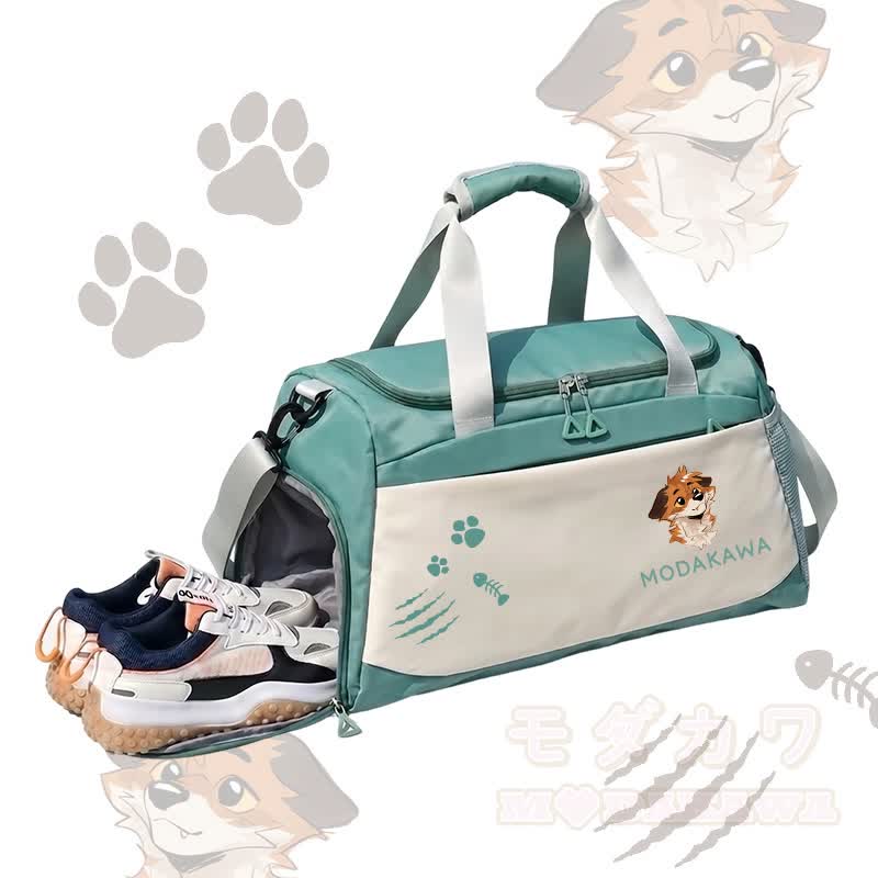 MODAKAWA X atka Anticipating Fox Graphic Large Capacity Sports Gym Duffel Bag - Green - 55*28*26 cm - image 5