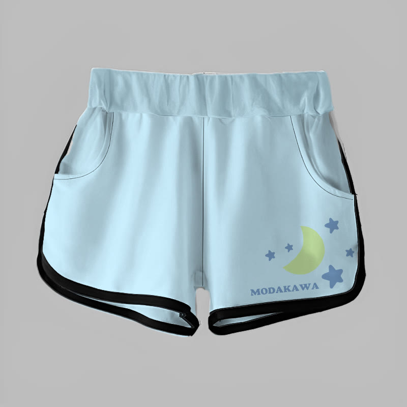 Modakawa Star Moon Letter Print Casual Shorts - image 5