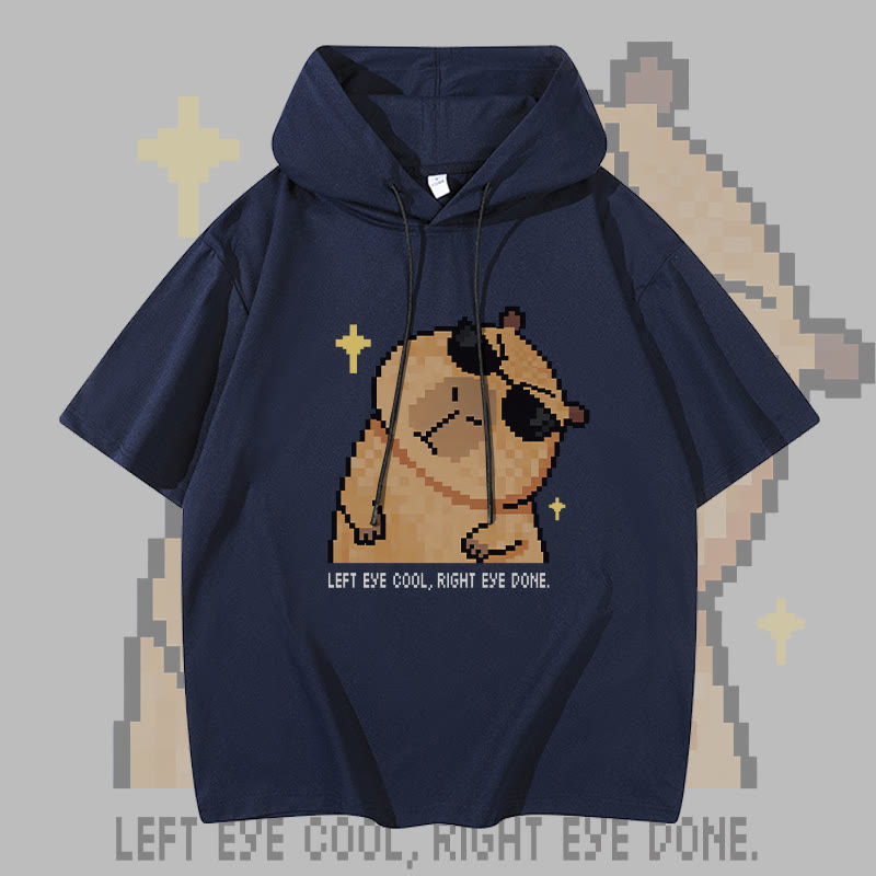 Cool Capybara Graphic Modakawa Short Sleeve Hoodie - Purplish Blue - 3XL - image 3