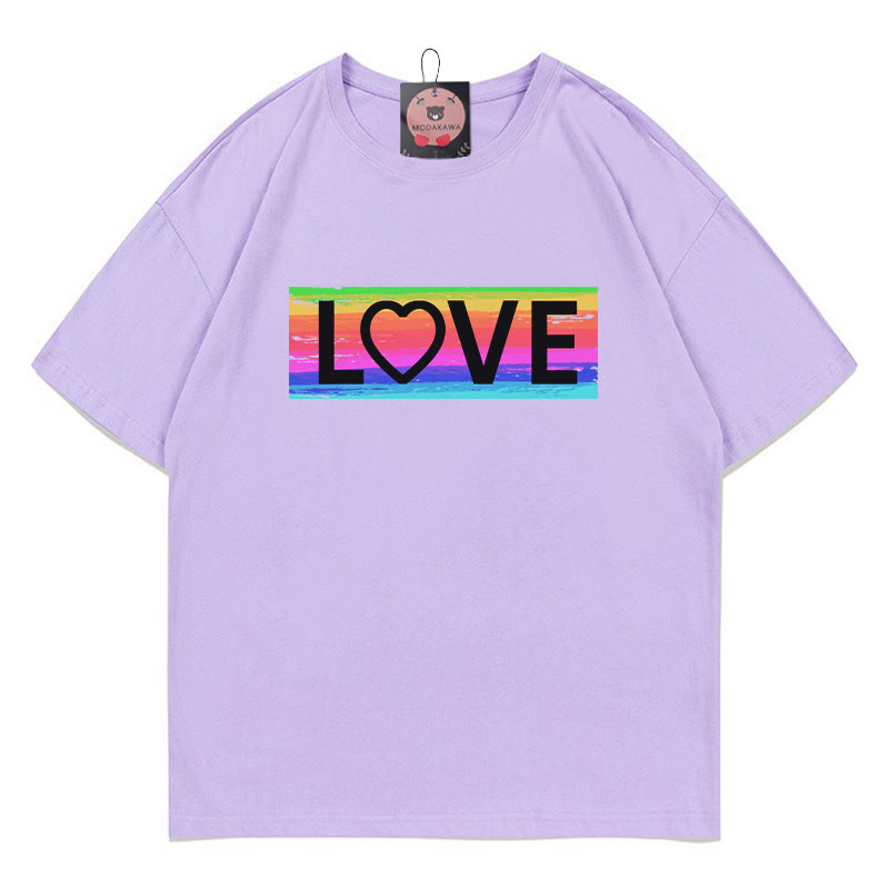 LOVE Rainbow Print Modakawa T-shirt - Purple - 5XL - image 5