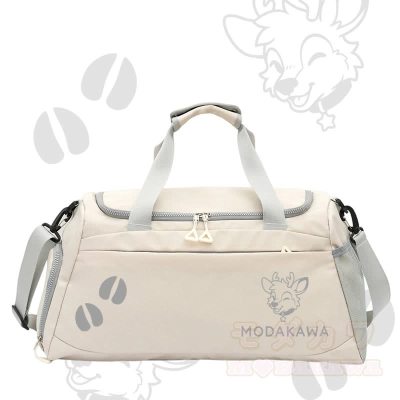MODAKAWA X popipeko Deer Graphic Large Capacity Sports Gym Duffel Bag - White - 55*28*26 cm - image 5