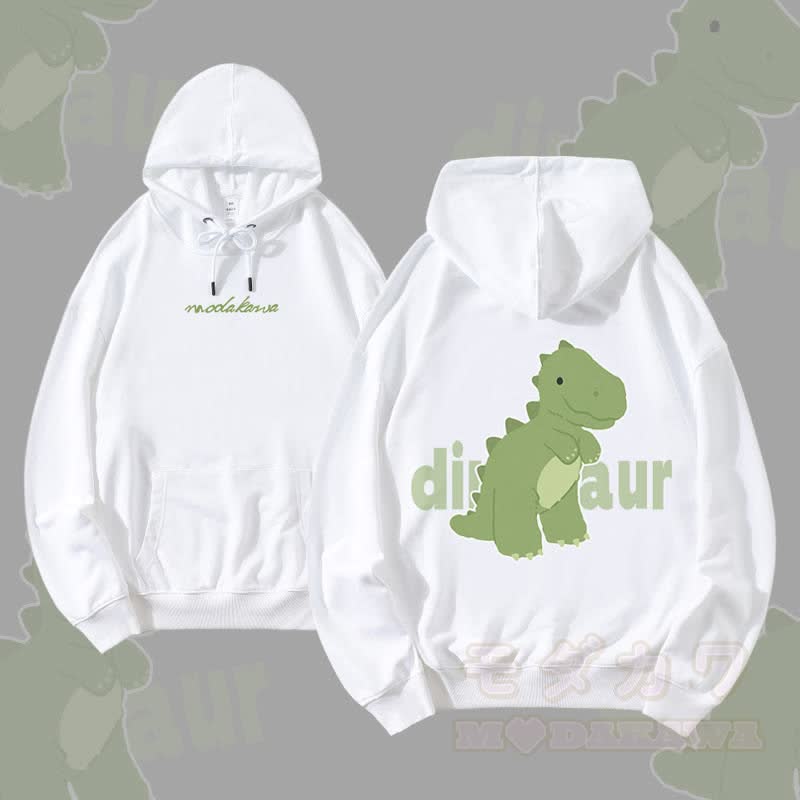 MODAKAWA Cute Dinosaur Graphic Cotton-Blend Matching Hoodie - White - 5XL - image 4