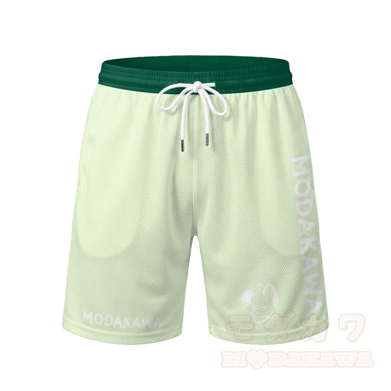 MODAKAWA X popipeko Puppy Graphic Men's Sports T-shirt Drawstring Shorts Matching Outfit - Green Shorts - 5XL - image 10