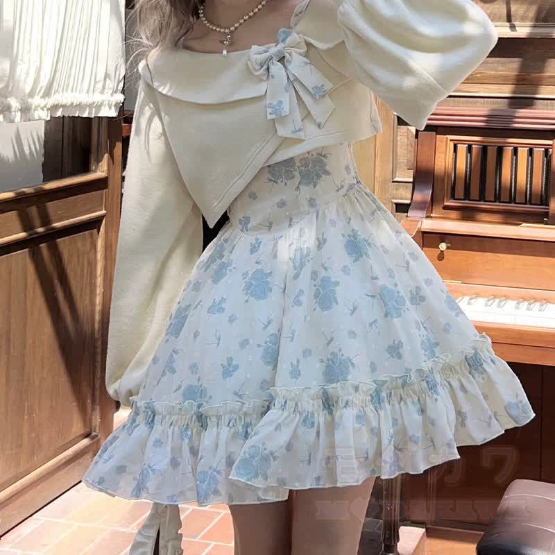 Off Shoulder Cape Top Cami Dress Two Pieces Set - image 3