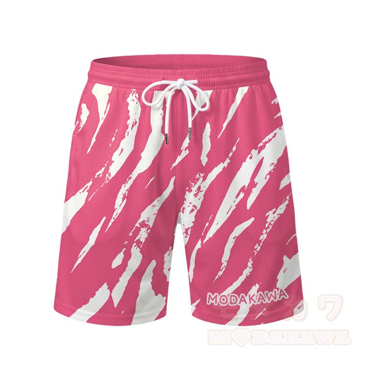 Couples Abstract Print Modakawa Two Piece Bikini Swimsuit & Men's Beach Swim Shorts - Pink Shorts - 5XL - image 8
