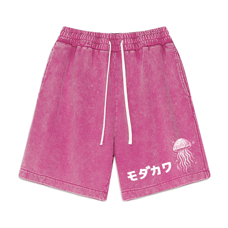 Jellyfish Print MODAKAWA Vintage Washed Shorts - Rose Red - 3XL - image 5