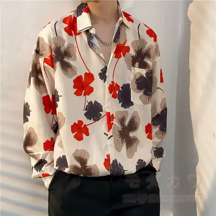 Men's Vintage Print Long Sleeve Button-Up Shirt - Multicolor AJ - 3XL - image 37