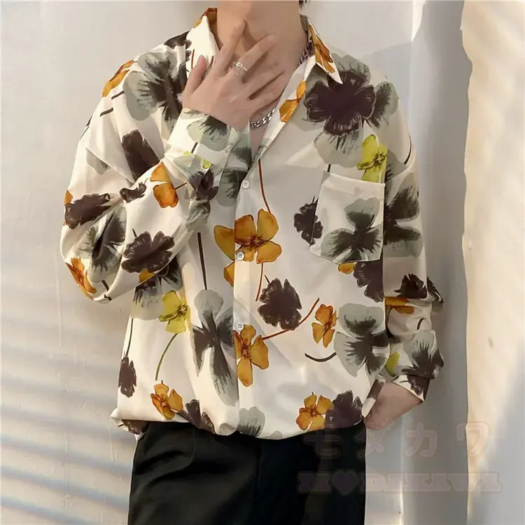 Men's Vintage Print Long Sleeve Button-Up Shirt - Multicolor AK - 3XL - image 38