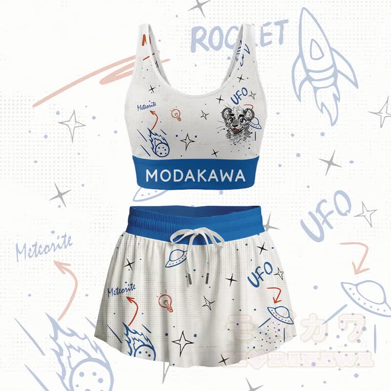 MODAKAWA X atka Tiger Graphic Crop Tank Sport Top Poket Skort Matching Outfit - Set - 4XL - image 4