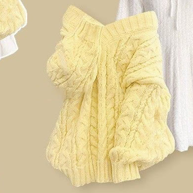 Sweet V-Neck Knit Sweater and Dress Two Pieces Set - Yellow Top - 4XL - image 15