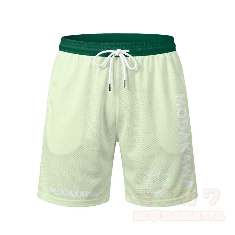MODAKAWA X popipeko Deer Graphic Men's Sports T-shirt Drawstring Shorts Matching Outfit - Green Shorts - 5XL - image 7