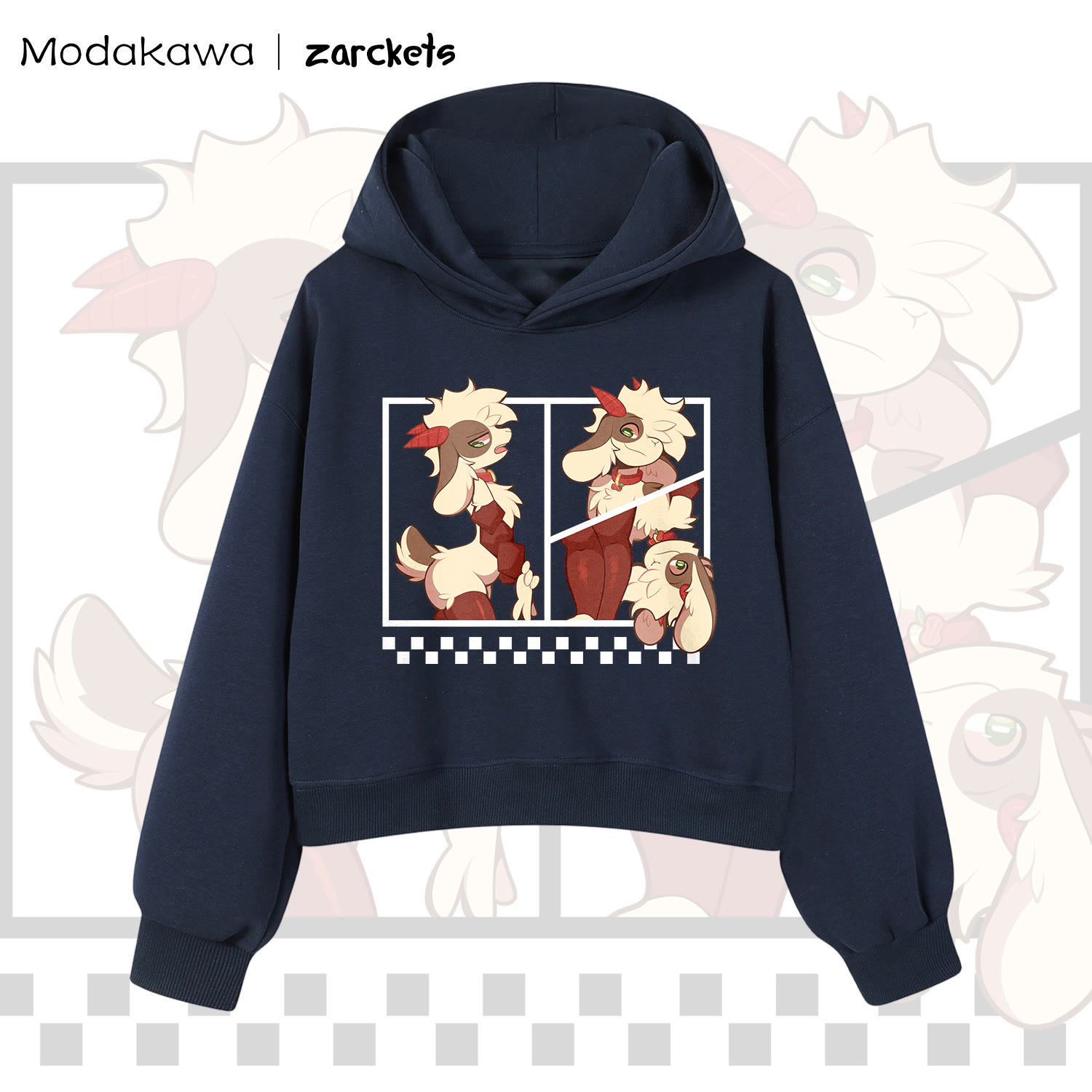 MODAKAWA x Zarckets Three-Panel Comic Print Sweatshirt - Navy Blue - 3XL - image 11