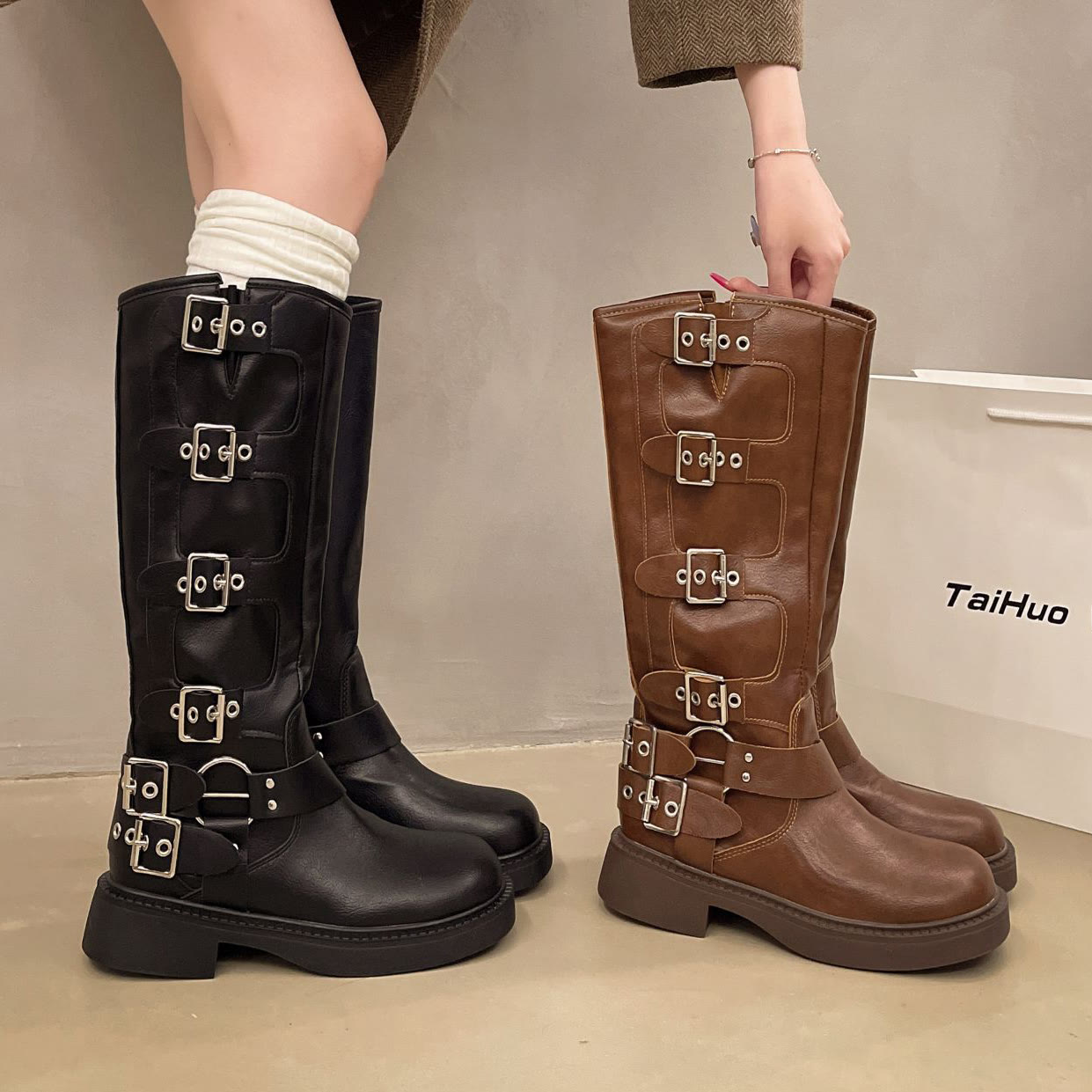 Buckle Western Cowboy Knight Boots - image 13