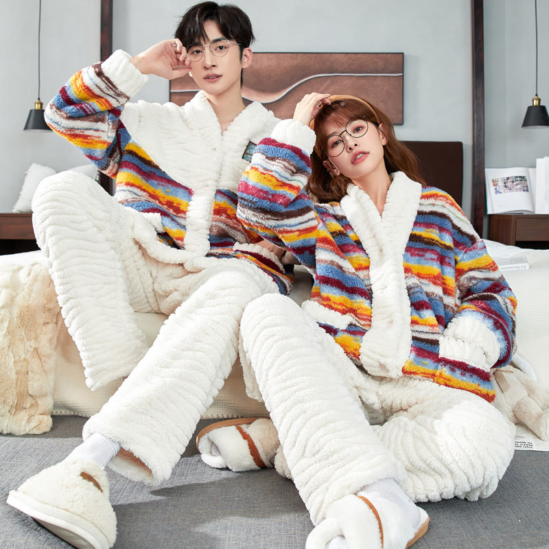 Soft Flannel Couple Loungewear - White - Men:3XL - image 11