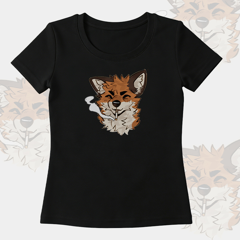 MODAKAWA X atka NO Smoking Fox Graphic T-shirt Denim Pants Matching Outfit - Black T-shirt A - XL - image 5