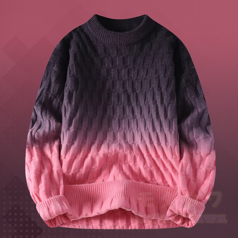 Gradient Knit Textured Sweater Corduroy Pants Two Pieces - Pink Sweater - 3XL - image 7