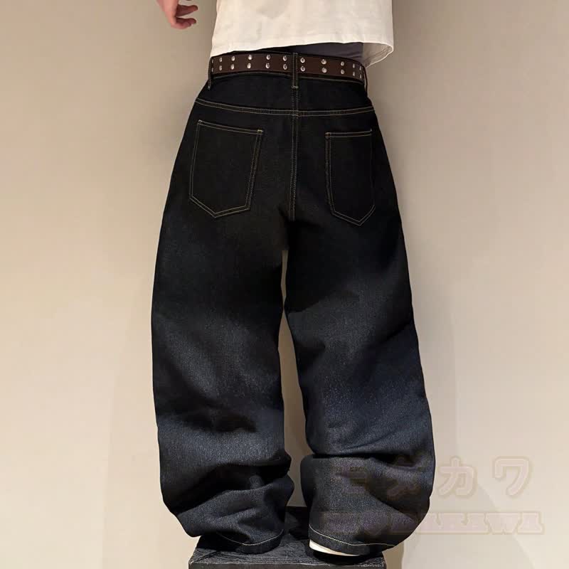 Vintage Cherry Blossom Embroidered Wide Leg Denim Jeans - image 7