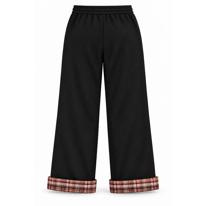 Black Color Block Plaid Contrast Sweatpants - image 9