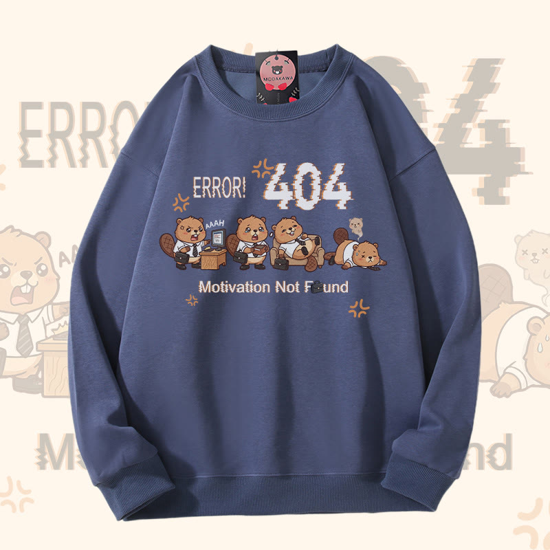 ERROR 404 MOTIVATION NOT FOUND Squirrel Graphic Modakawa Sweatshirt - Dusty Blue - 5XL - image 4