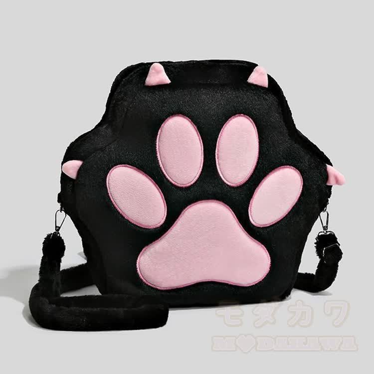 Black Cat Paw Plush Backpack - image 4