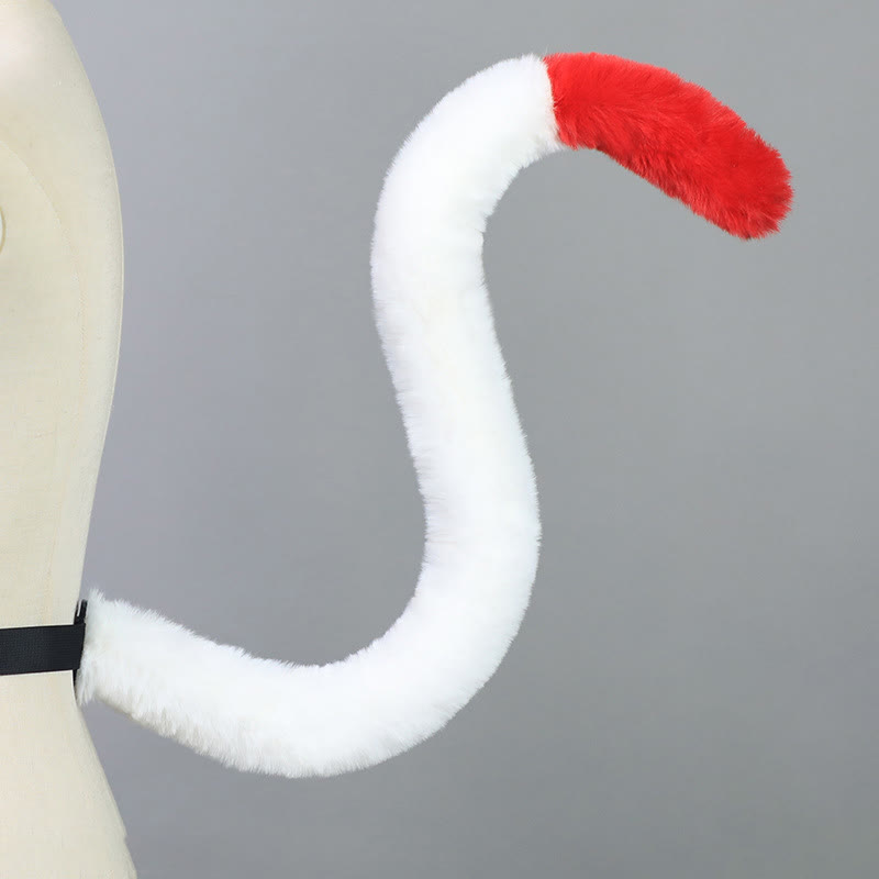 Halloween Furry Bow Animal Ears Headband and Tail - White & Red Cat Tail - One Size - image 29
