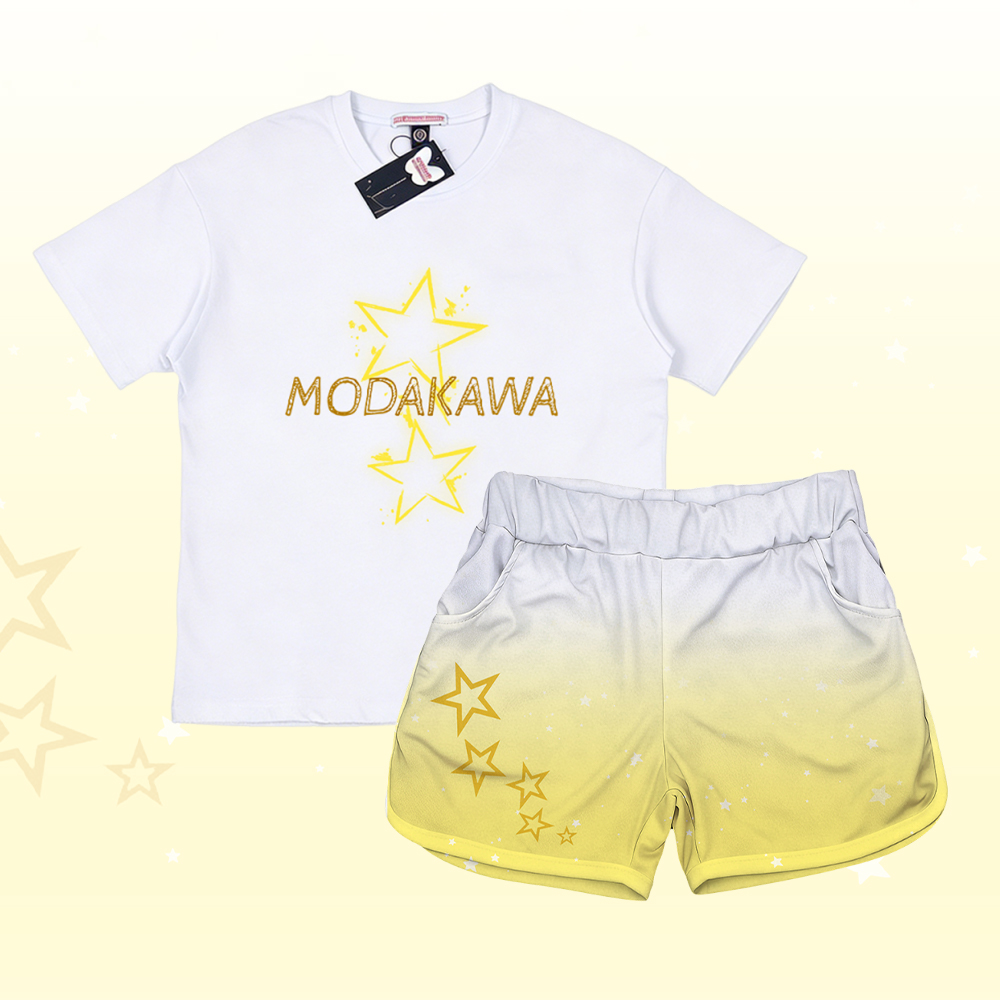 Star Graphic 100% Cotton T-shirt Gradient Shorts Modakawa Matching Outfit - Set C - 5XL - image 3