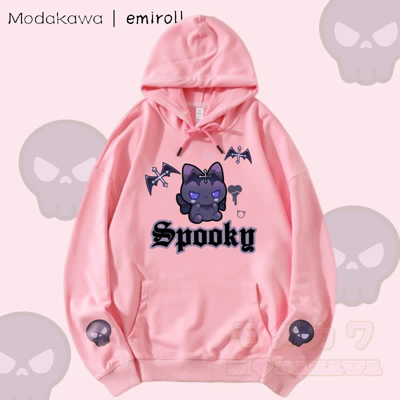 MODAKAWA X emiroll Devil Kitty Graphic Streetwear Pullover Hoodie - Pink - 5XL - image 3