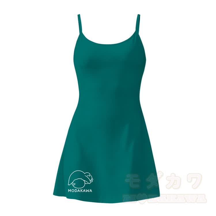 Laying Kitty Graphic Modakawa Gradient Sleeveless Workout Tennis Dress with Hidden Pocket Shorts - Green - 2XL - image 5