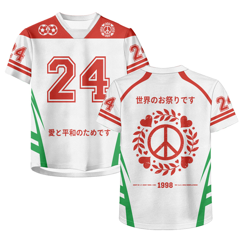 Peace Love Number Graphic Modakawa Unisex Jersey T-shirt - Red - 6XL - image 2
