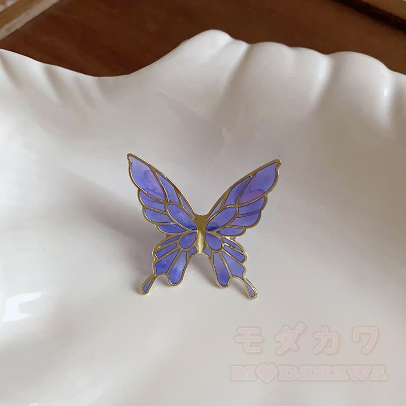 Gothic Black Butterfly Silver‑Tone Accessories - Purple Ear Clip(Single) - image 13