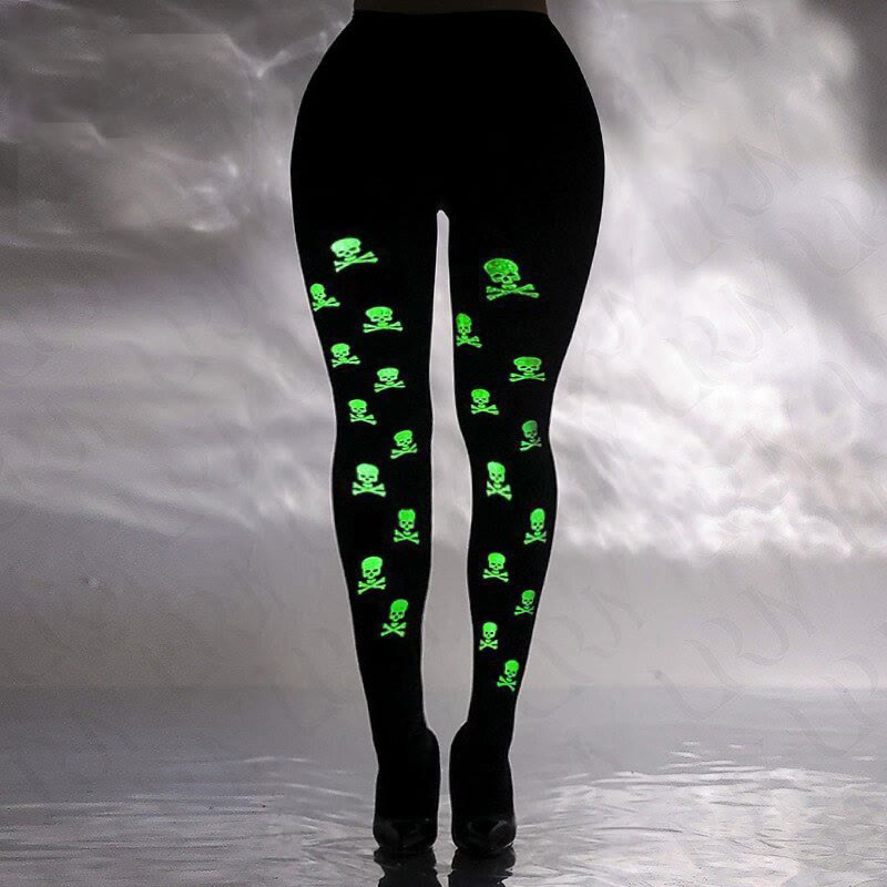 Halloween Glow-in-the-Dark Bone Tights - Glow-in-the-Dark Skull - One Size - image 18
