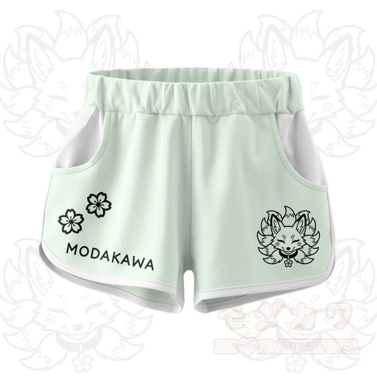 Nine Tailed Fox Graphic Crop Tank Sport Top Shorts Modakawa Matching Outfit - Green Shorts - 5XL - image 9