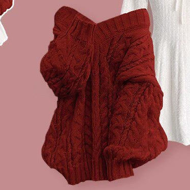 Sweet V-Neck Knit Sweater and Dress Two Pieces Set - Red Top - 4XL - image 12
