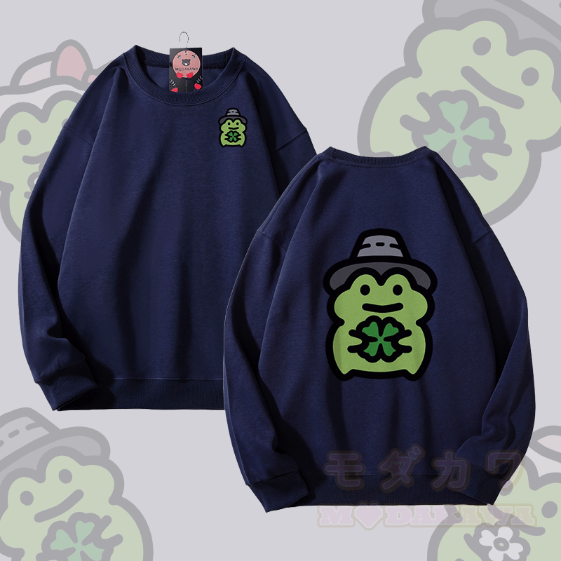 MODAKAWA Cute Frog Graphic Unisex Sweatshirt - Purplish Blue - 5XL - image 8