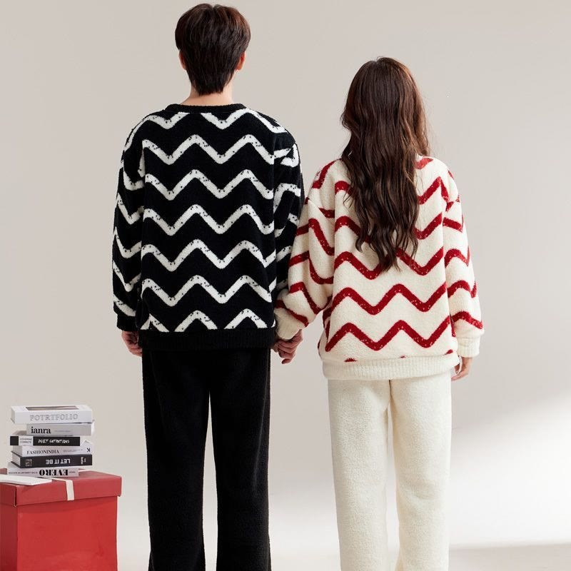 Christmas Coral Fleece Couple Pajamas - image 10