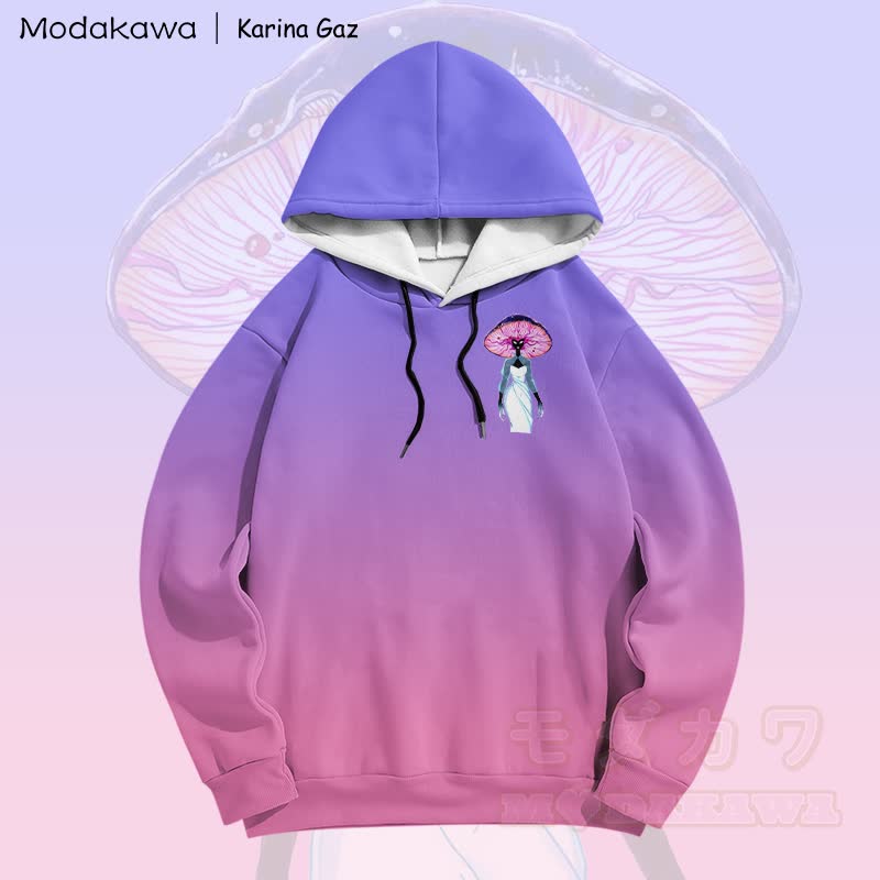 MODAKAWA X Karina Gaz Psychedelic Mushroom Lady Graphic Gradient Pullover Hoodie - image 4