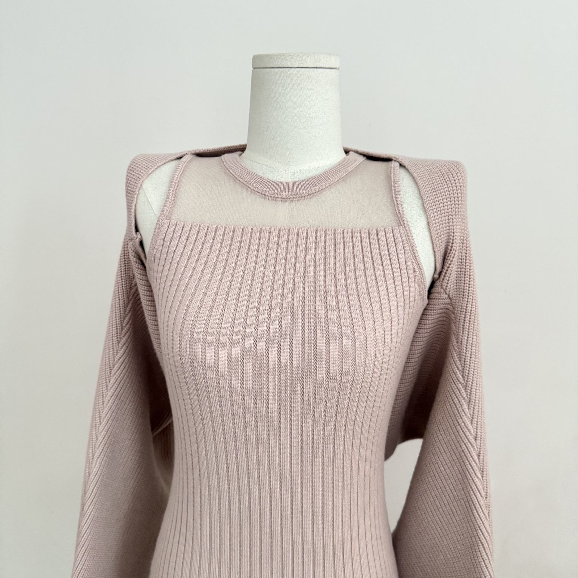 Sweet Bow Knit Cover-up and Dress Two Pieces Set - image 10