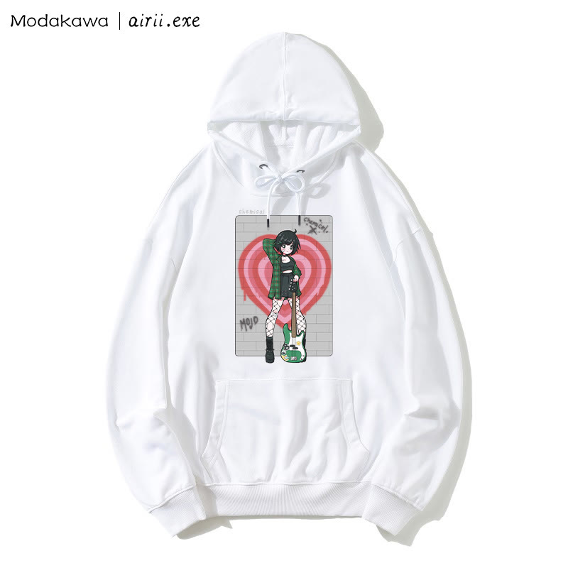 MODAKAWA X airii.exe CHEMICAL Guitar Girl Letter Print Modakawa Loose Hoodie - White - 5XL - image 4