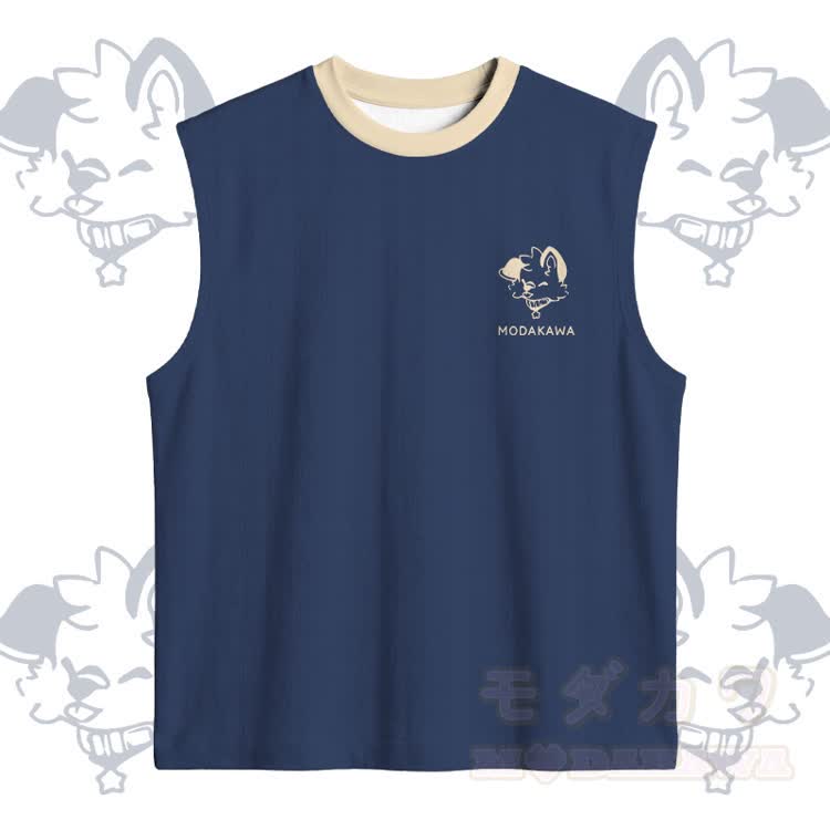 MODAKAWA X popipeko Puppy Graphic Sports Sleeveless Quick Dry Tank Top Shorts Matching Outfit - Purplish Blue Top - 5XL - image 5
