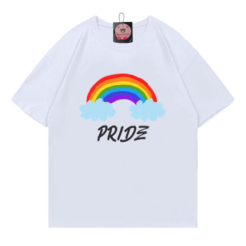 PRIDE Rainbow Print Modakawa T-shirt - White - 5XL - image 5