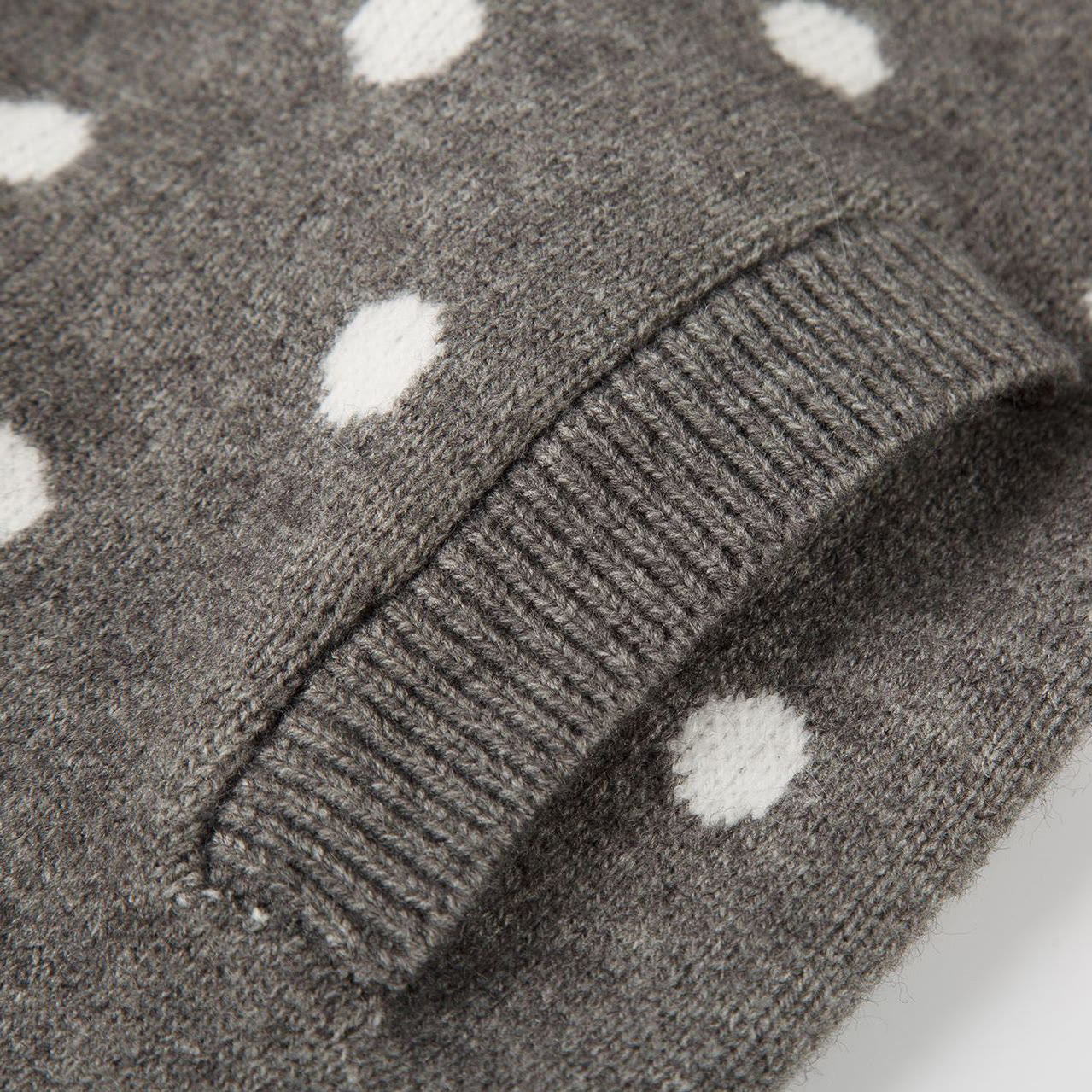 Polka Dot Faux Fur Collar Hooded Knit Sweater - image 11