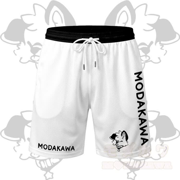 MODAKAWA X popipeko Tongue Out Pupppy Graphic Men's Sports T-shirt Drawstring Shorts Matching Outfit - White Shorts - 5XL - image 9