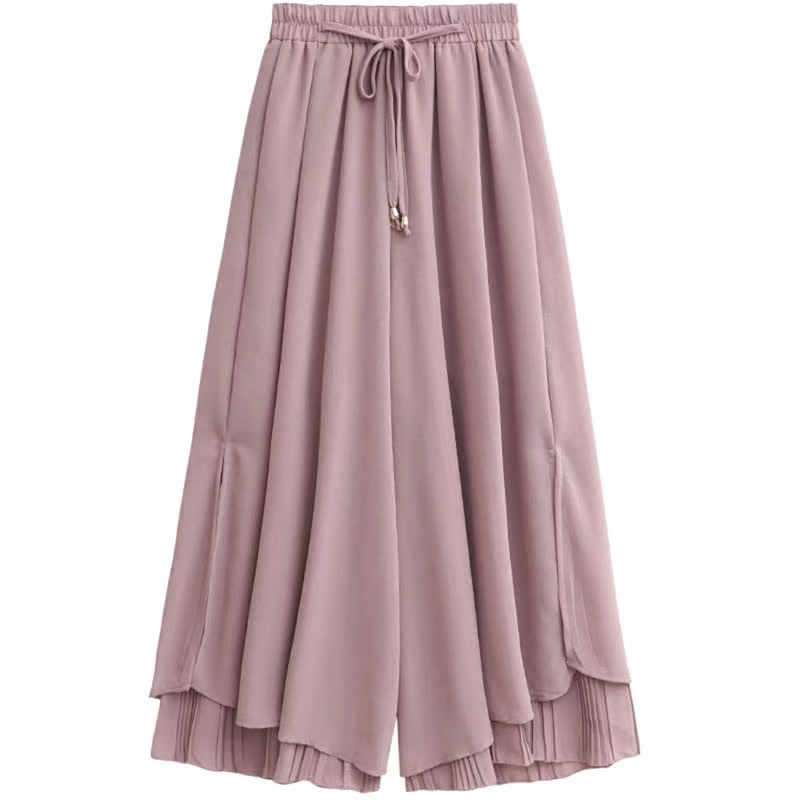 Chic Printed T-Shirt Chiffon Split Wide Leg Pants Two Pieces Set - image 3