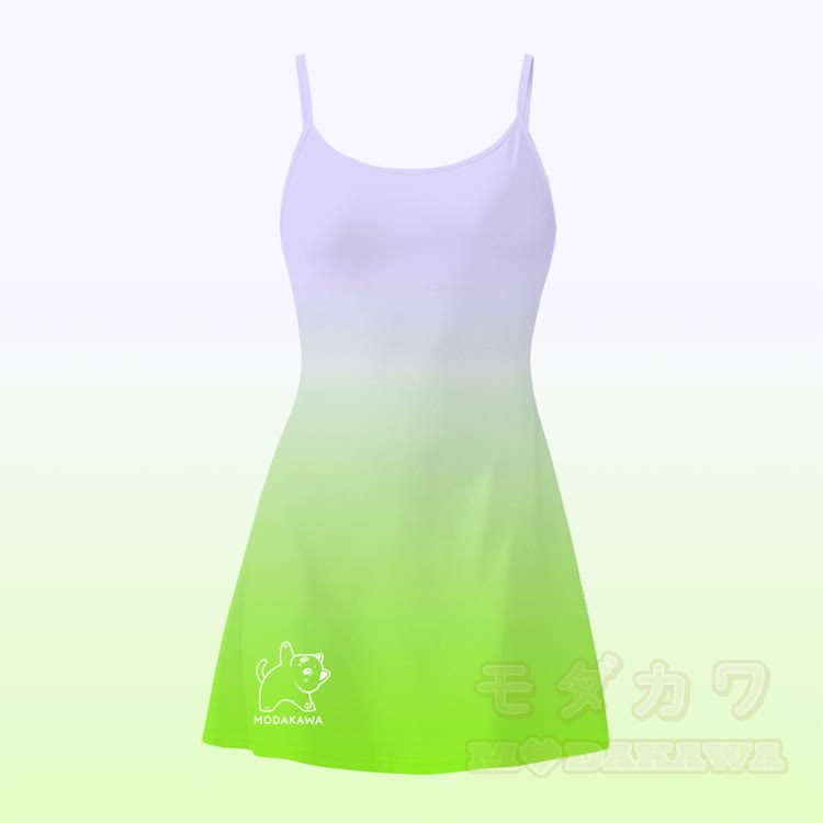 Kitty Graphic Modakawa Gradient Sleeveless Workout Tennis Dress with Hidden Pocket Shorts - Green - 2XL - image 5