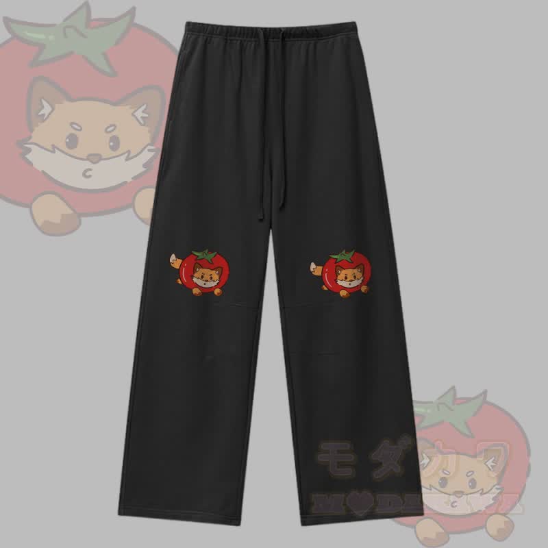 MODAKAWA Tomato Fox Graphic Drawstring Pants - Black - XL - image 5