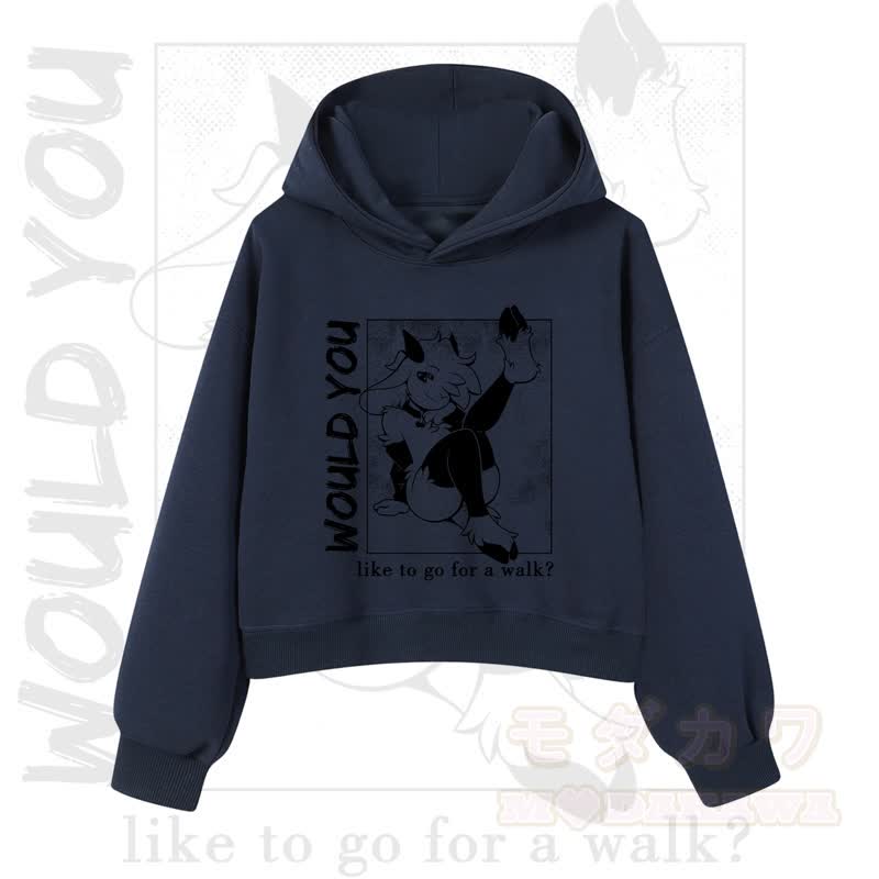 MODAKAWA X zarckets WOULD YOU Fox Graphic Cropped Cotton Hoodie - Navy Blue  - 3XL - image 9